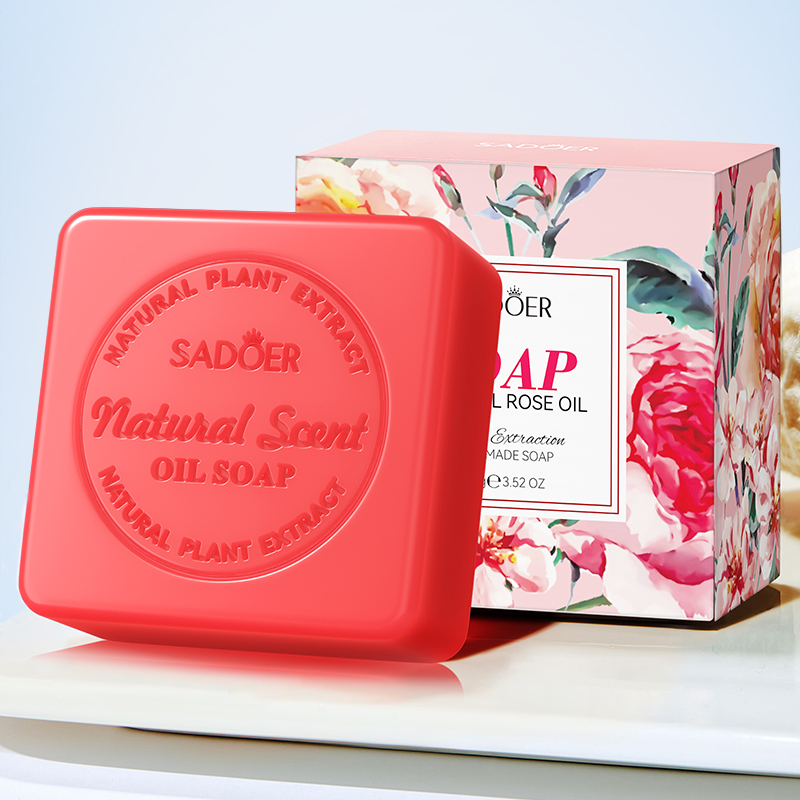 Essential Oil Soap - Handgemachte Seife Natürliche Kräuter-Rosenöl-Seife Ölkontrolle Badeseife,
