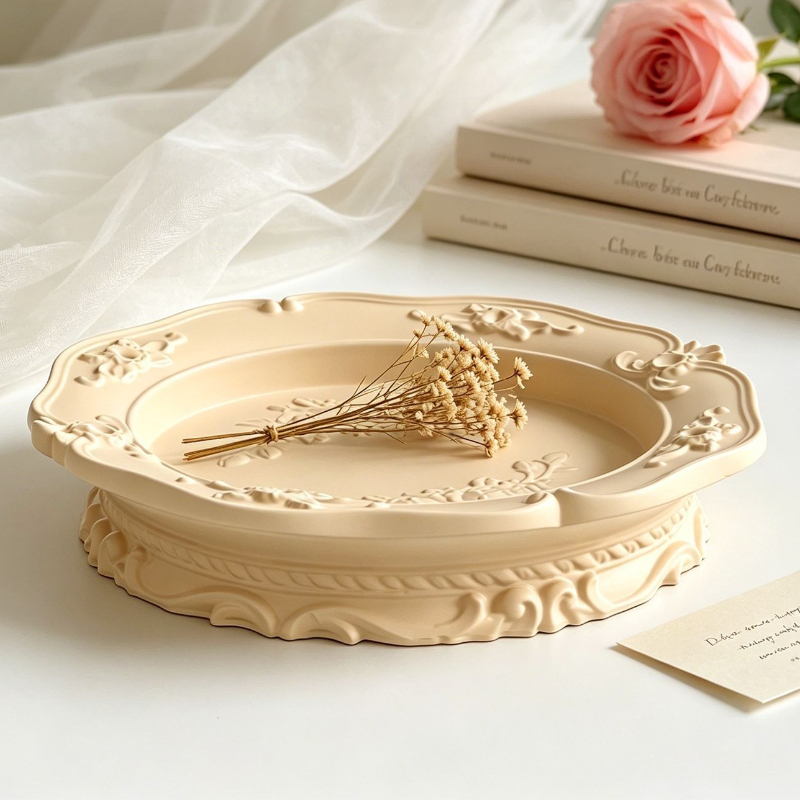 Soap Making Material - Elegante Vintage Barock-Spitzen-Silikonform, Runde Ovale Relief-Form