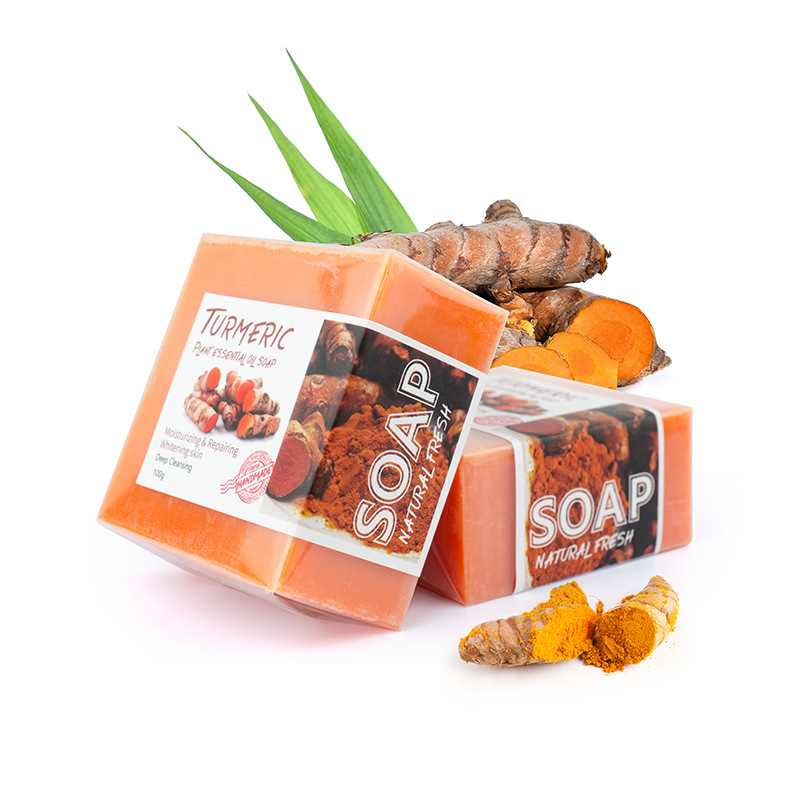 Essential Oil Soap - Kurkuma-Seife mit ätherischen Pflanzenölen, handgefertigter Reinigungsriegel