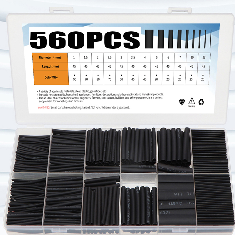 Shrink Wrap Pvc - 560 Stück Schrumpfschläuche Thermobeständiges Rohr Schrumpfverpackungsset