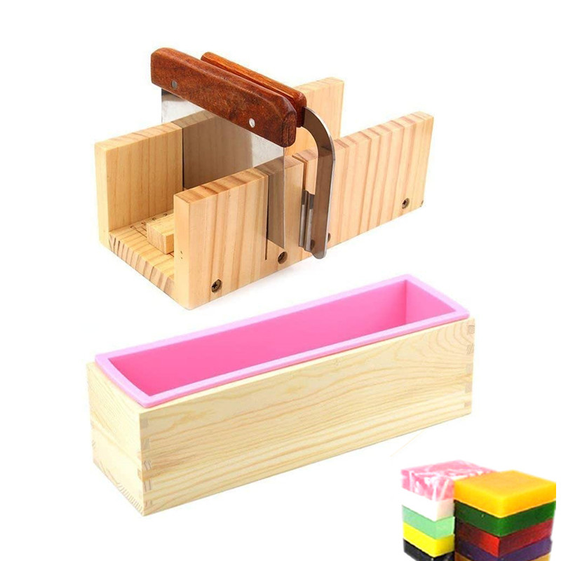 Soap Making Books - 1,2L Silikon-Seifenformen-Set 42 oz Rechteckige Holz-Silikon-Seifenform