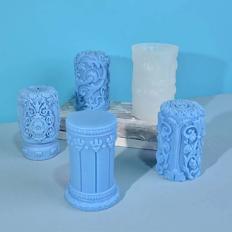 Soap Making Line - Geschnitzte römische Säule Kerze Silikonform Blume